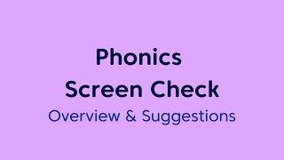 Year 1 UK Phonics Screening Check
