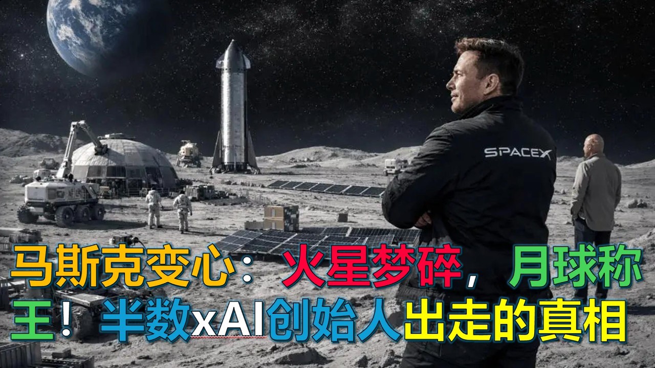 馬斯克變心了：火星夢碎，月球稱王！半數xAI創始人出走的真相 #戰略轉變 #文化衝突 #財務回報 #權力洗牌 #夢想家 #實幹家 ｜ 20260216