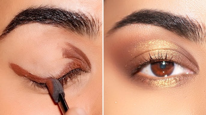 Classic Golden Glitter Eye Makeup Tutorial