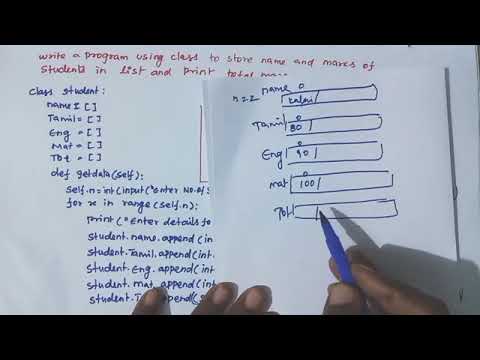 write a program using class to store name and marks of students list ...