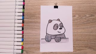 رسم باندا من كرتون الدببة الثلاثة / رسم سهل للاطفال/how to draw Panda🐼