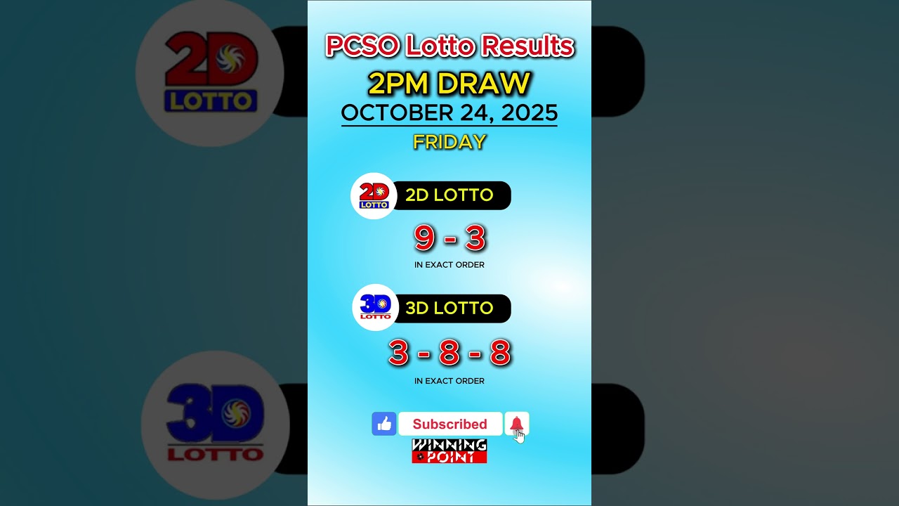 PCSO 2D 3D Lotto Results Today 2pm Draw Thursday October 24, 2025 