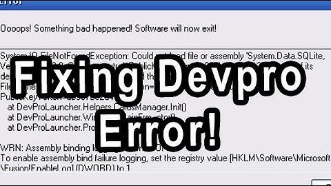 Fixing Devpro Error System.IO.FileNotFoundException