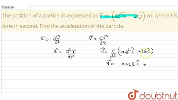 The position of a particel is expressed as ` vecr = ( 4t^(2)hati + 2thatj)