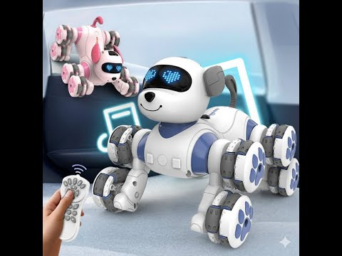 Робот-собака на радіокеруванні дитяча іграшка робопес інтерактивне цуценя світло звук співає танці їзда 3 кольори, видео 1