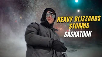 Saskatoon is under Heavy Blizzard’s 🥶 Adventure Night walk in Snowstorm