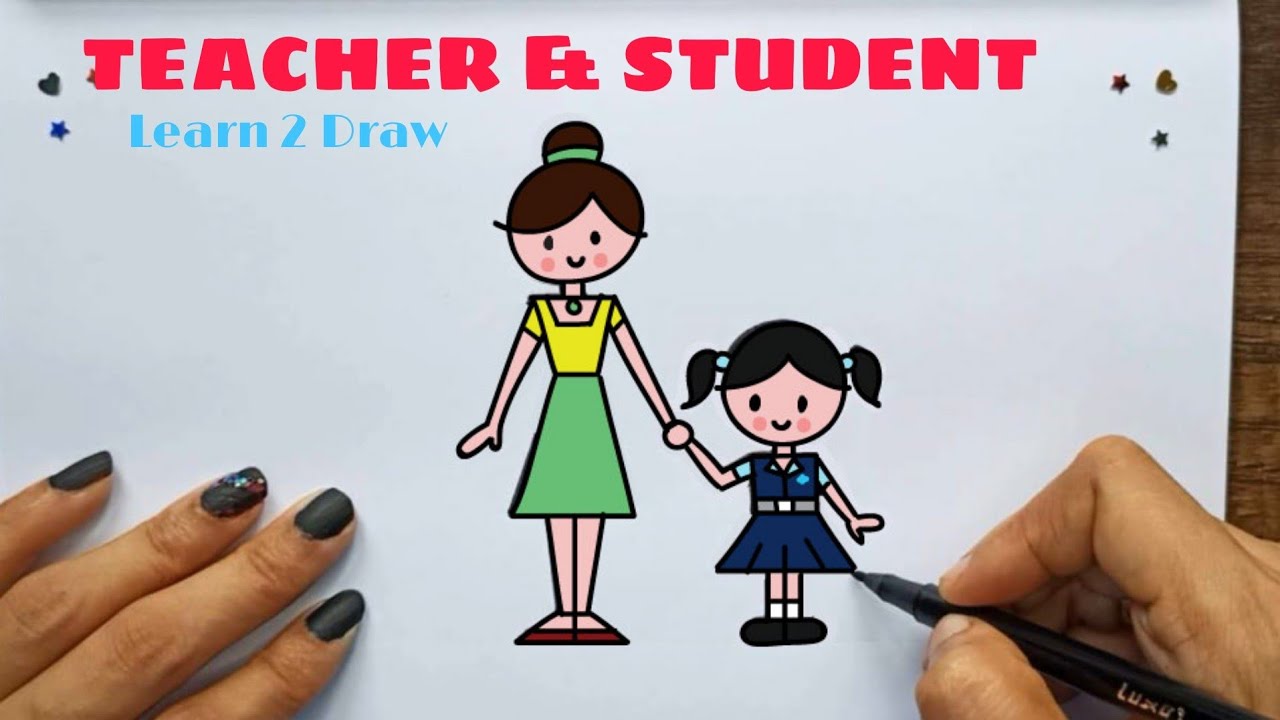 Teacher's Day Drawing // Easy to Draw Teachers Day Celebration Drawing  Pencil Sketch | Teacher's Day Drawing - Easy to Draw Teachers Day  Celebration Drawing Pencil Sketch where a student giving flowers