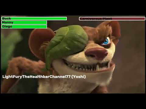 Ice Age: Dawn Of The Dinosaurs (2009) Plant Fight with healthbars