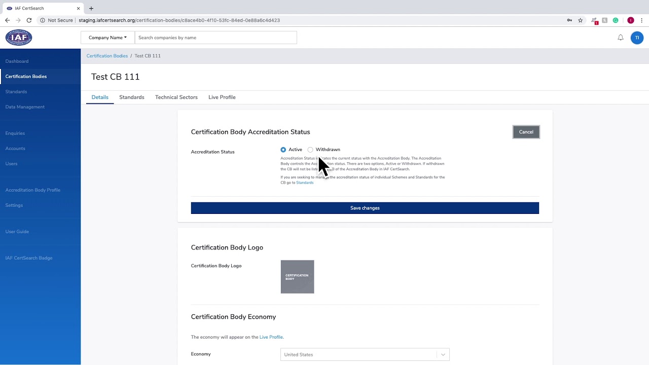 Accreditation Body_Certification Body_How to Edit Status - YouTube