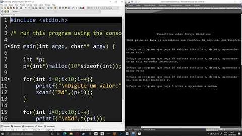 Exercícios sobre arrays alocados dinamicamente