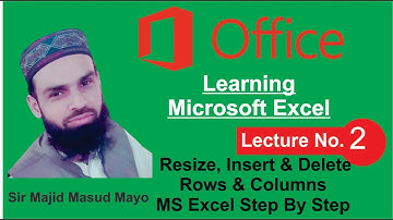 Lecture No 2 | (MS. Excel) | Resize Insert & Delete Row & Columns In MS Excel l Sir Majid Masud Mayo