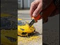 A small wood chipper is cutting down a yellow luxury car.​#pov #funny #miniworld #explore #diy
