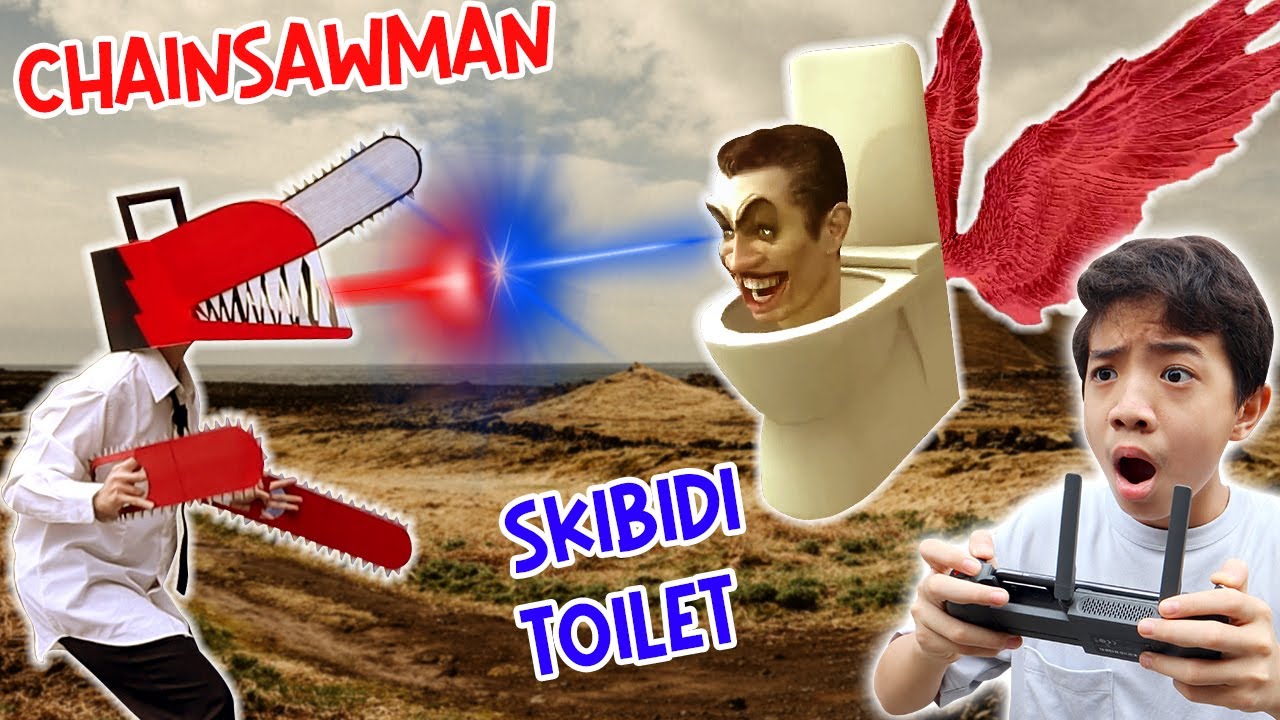 SKIBIDI TOILET TERBANG VS CHAINSAWMAN MERAH NAMPAK DARI DRONE ! XAVIER TAKUT ! Drama Lucu