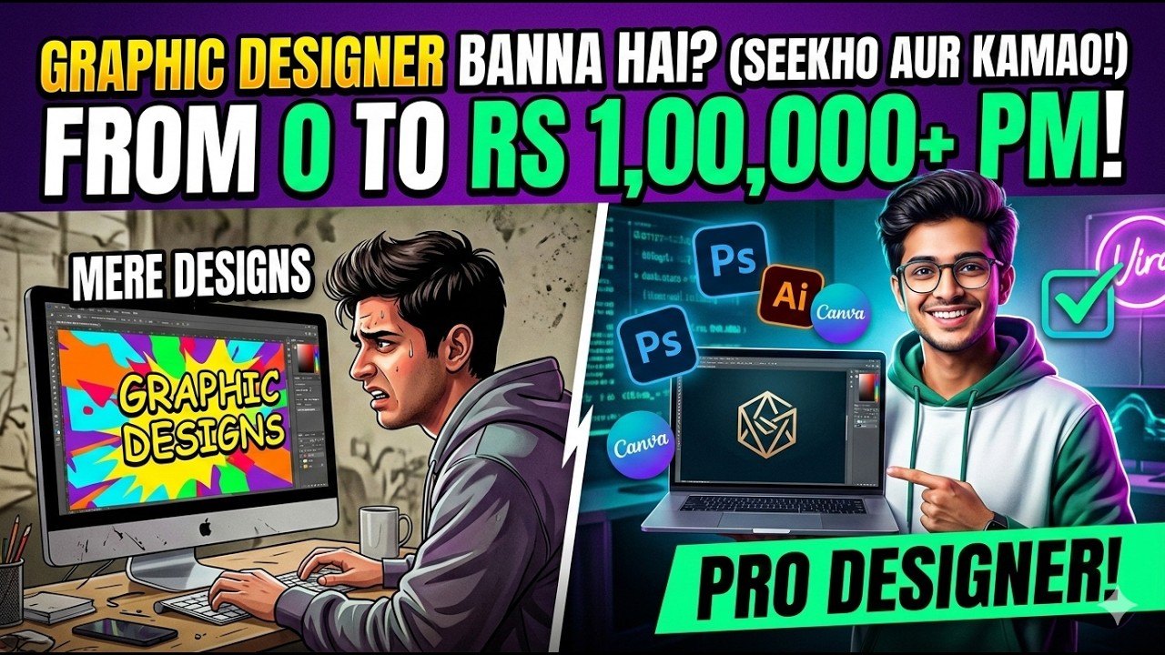 Graphic Designer Kaise Bane? (0 to ₹1 Lakh/Month 🤑) Full Roadmap 2026 ...
