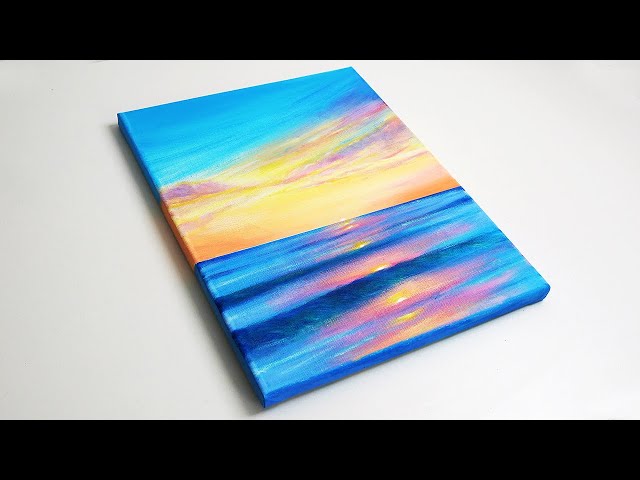 アクリル絵の具で【朝焼けの海】を描く方法 | Acrylic painting