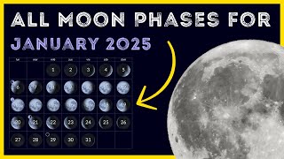 All Moon Phases for JANUARY 2025 🌕 Lunar Cycle & Daily Calendar of Moon Phases in JANUARY