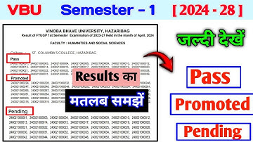Vbu semester 1 ka result aa gya। Fyugp Semester 1 ka result kaise dekhen। Promoted ka matlab kya hai