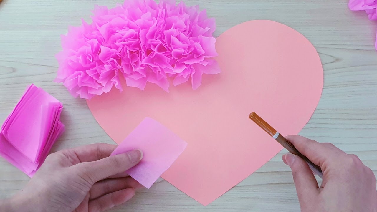 DIY Valentine's Day Tissue-Paper Wall Heart