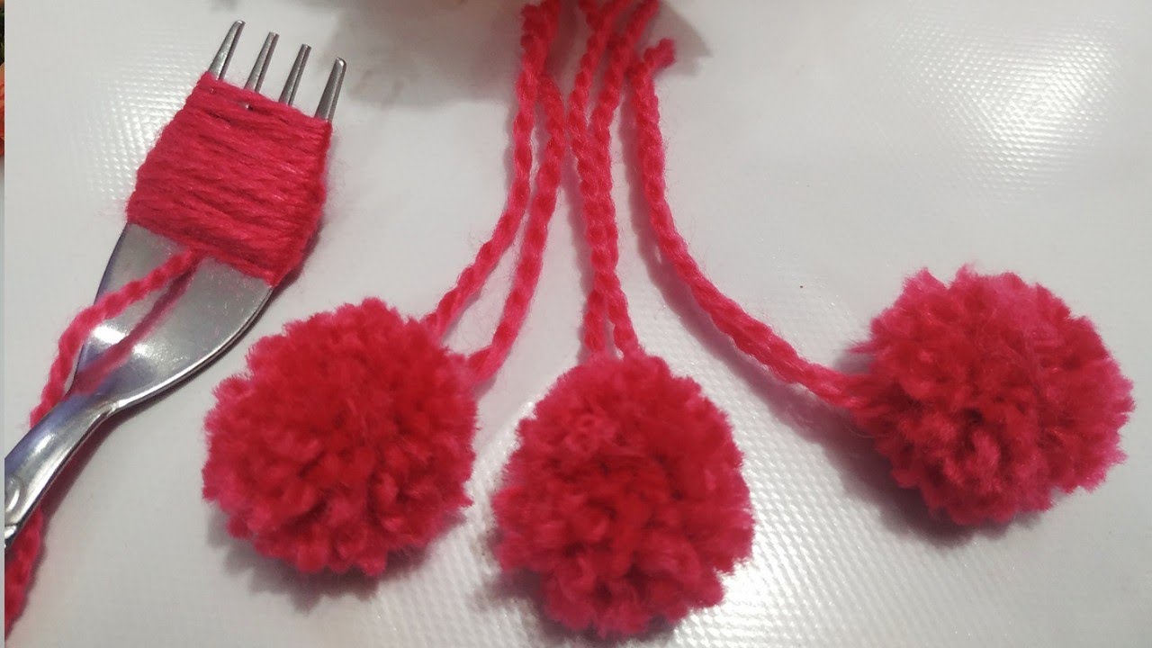 # como fazer pom pom com o garfo