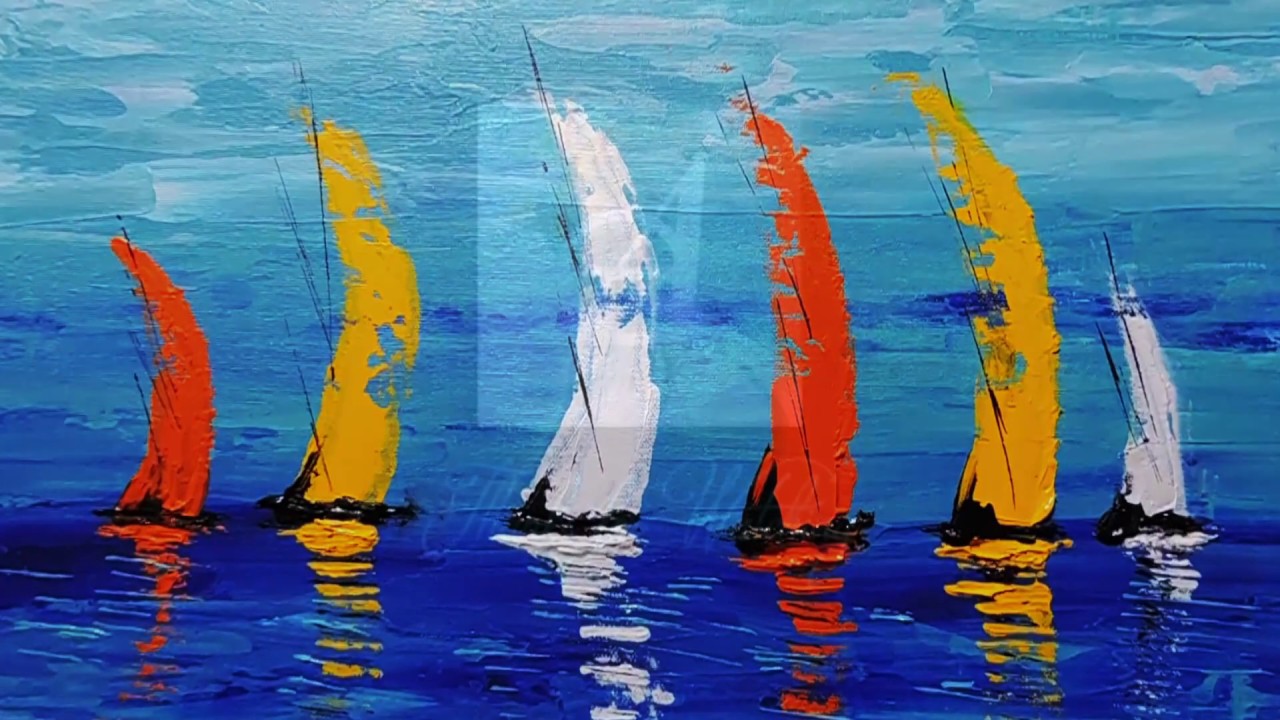 sailboat painting abstract