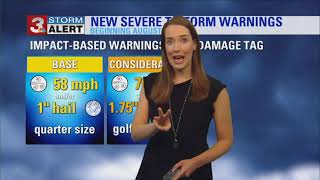 New severe thunderstorm warning categories and flood products