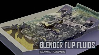Blender Beach Waves with Landing Plane - Flip Fluids Simulation