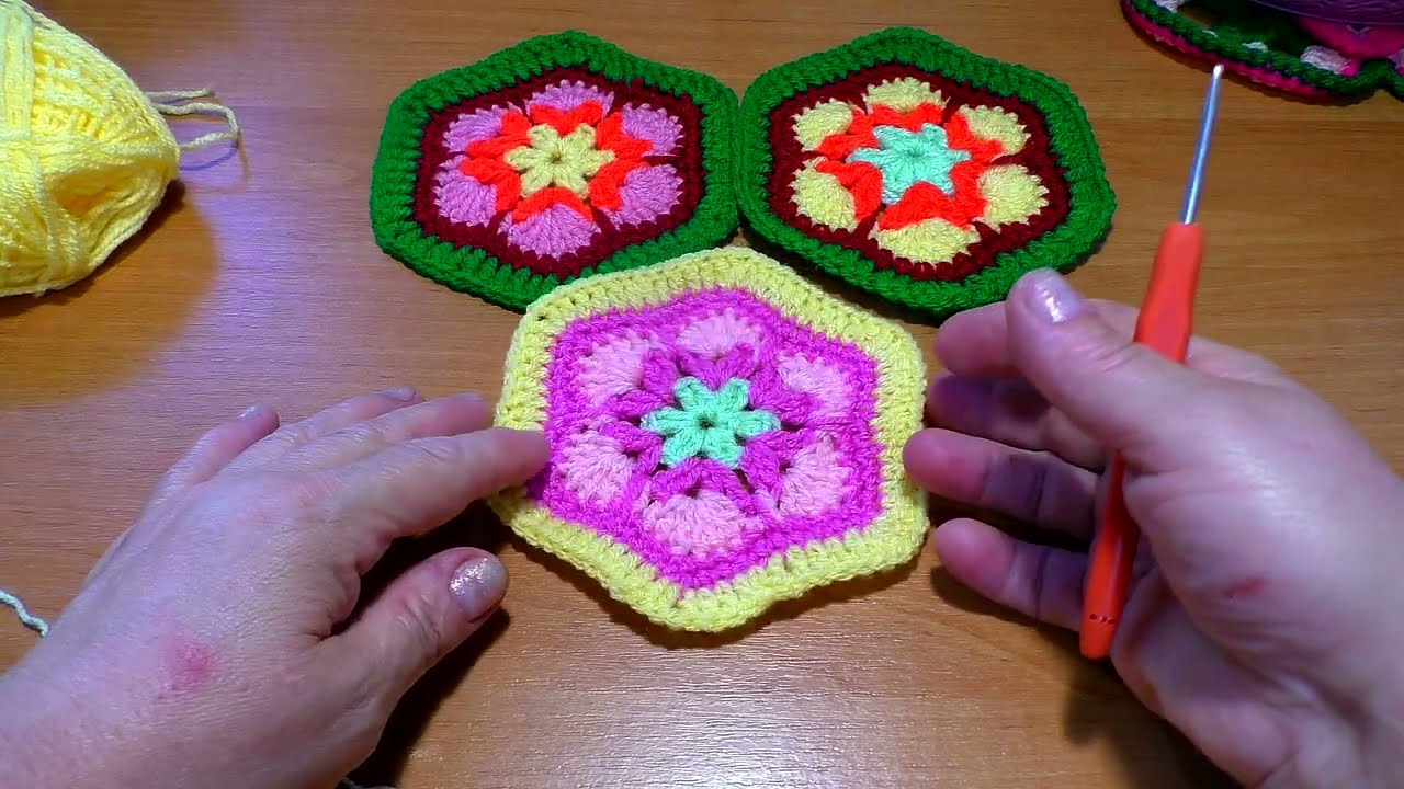 Вяжем       Шестиугольные мотивы крючком