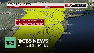 Tornado watch in effect for Philadelphia region until 2 p.m.; tracking weather impacts of Debby