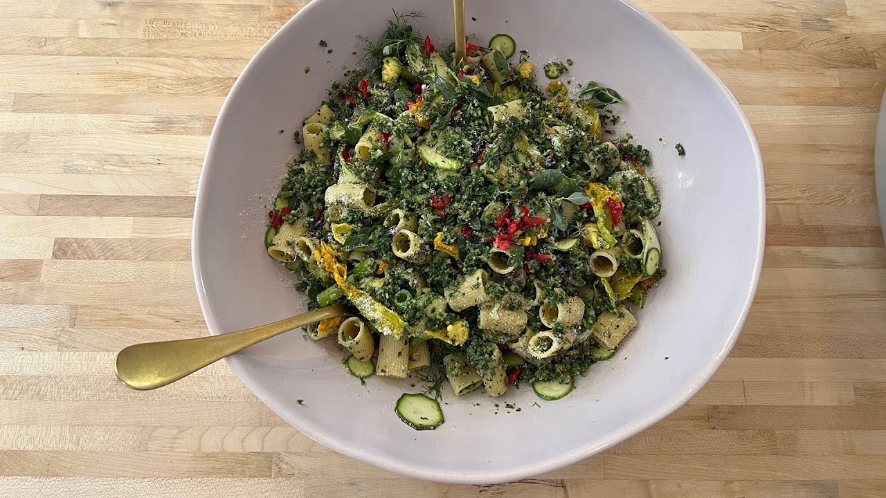 How to Make Raw Zucchini Pasta Salad with Pumpkin Seed Pesto