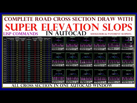 Complete Road Cross Section Draw With Super Elevation Slops in AutoCAD .|Template & Area|