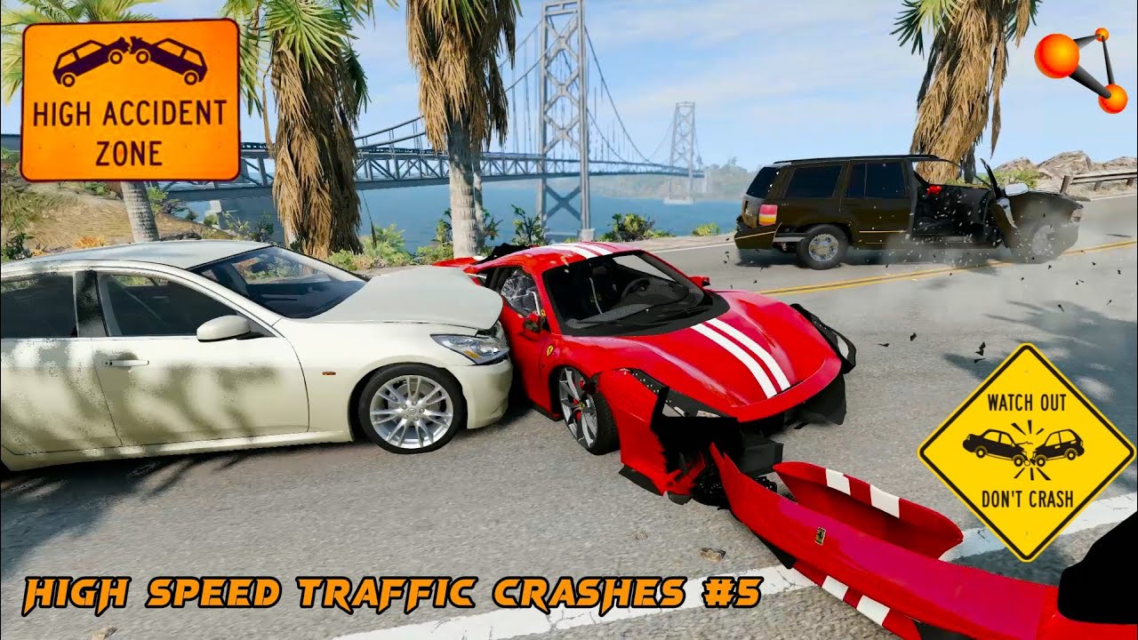 BeamNG Drive High Speed Traffic Crashes #5 l SmokeyJupiter