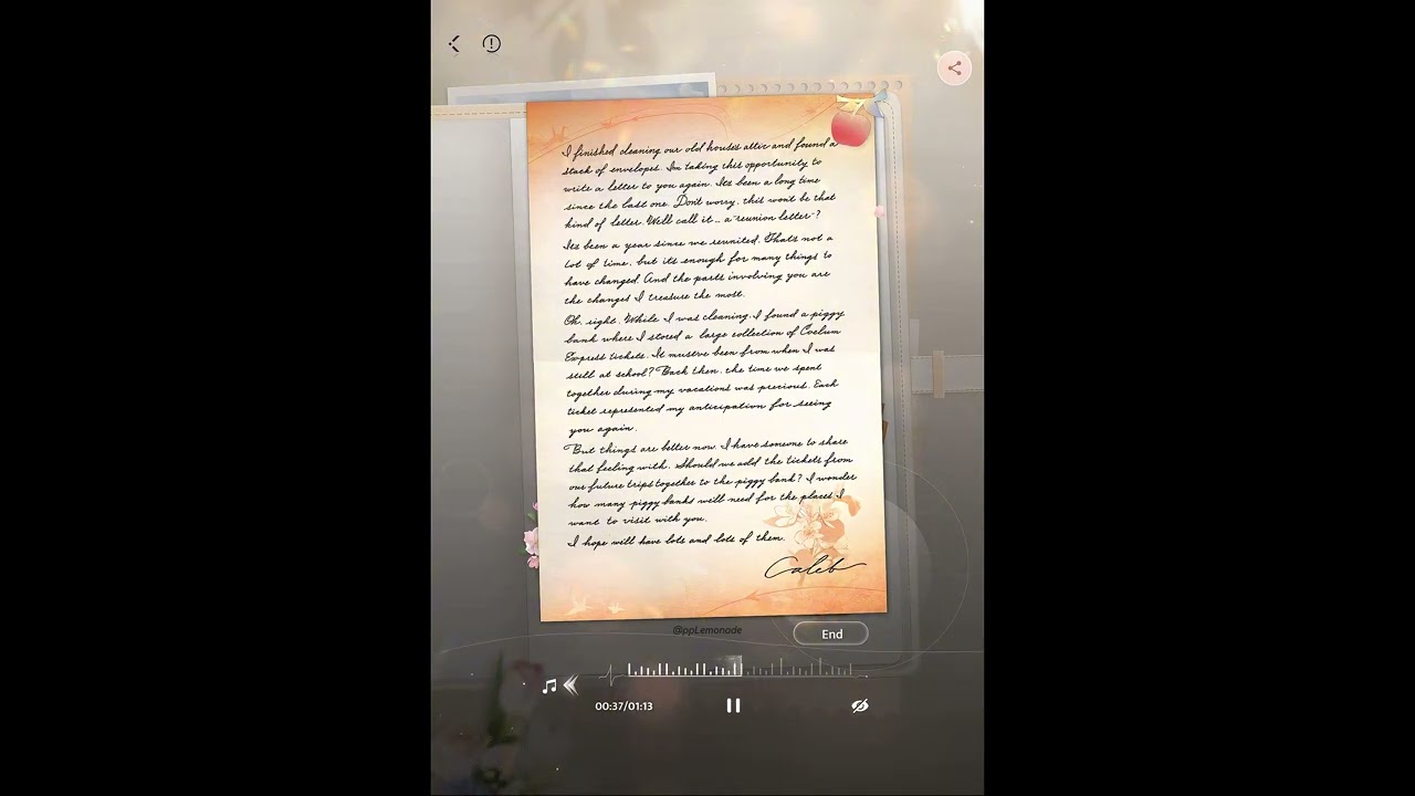 Letter from Caleb | Memory - Hearts Archive | Love and Deepspace