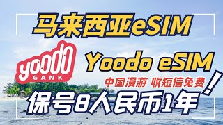 能在中国漫游免费收短信的马来西亚Esim-Yoodo5.3马币约8块人民币使用一年免费收短信需护照人脸识别激活