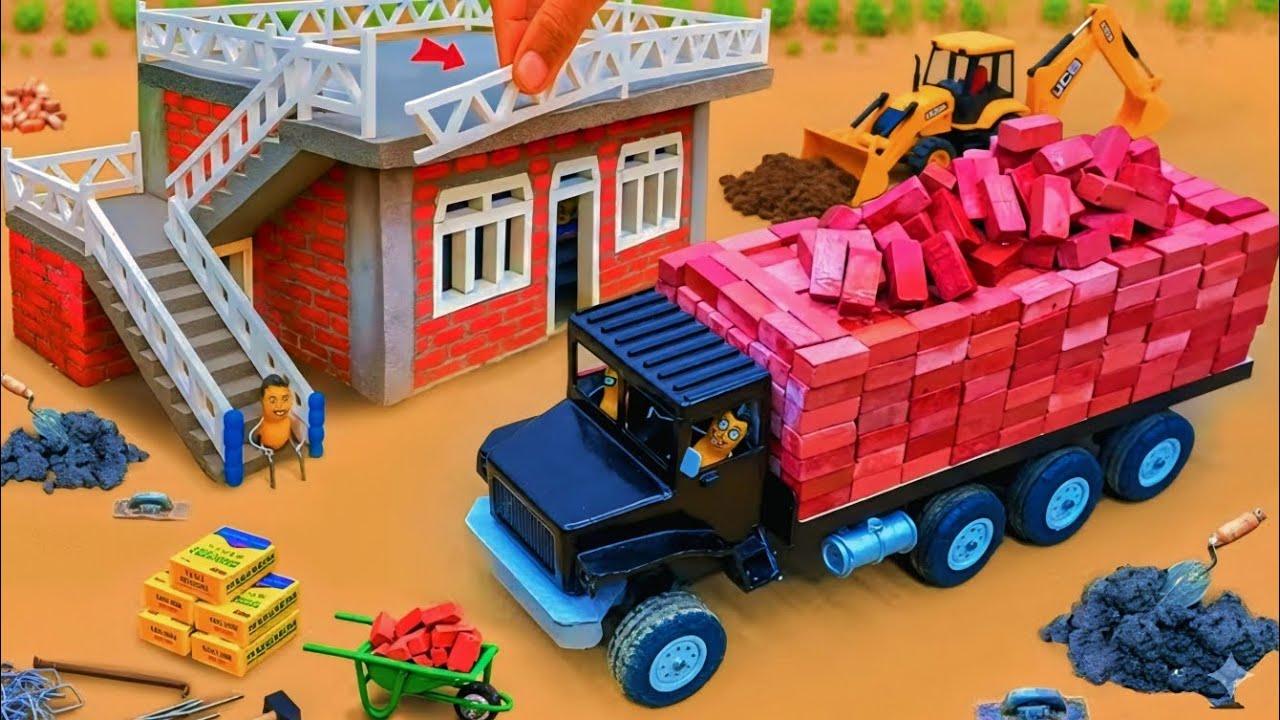 FLOOD DESTRUCTION TEST! ⛈️ DIY Mini Bricks House Build & WORKING Mini Tractor  Epic Science Project