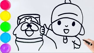 Dibuja Y Colorea A Pocoyo Y Pajaroto Aprende A Ir Al Baño - Dibujos Para Niños