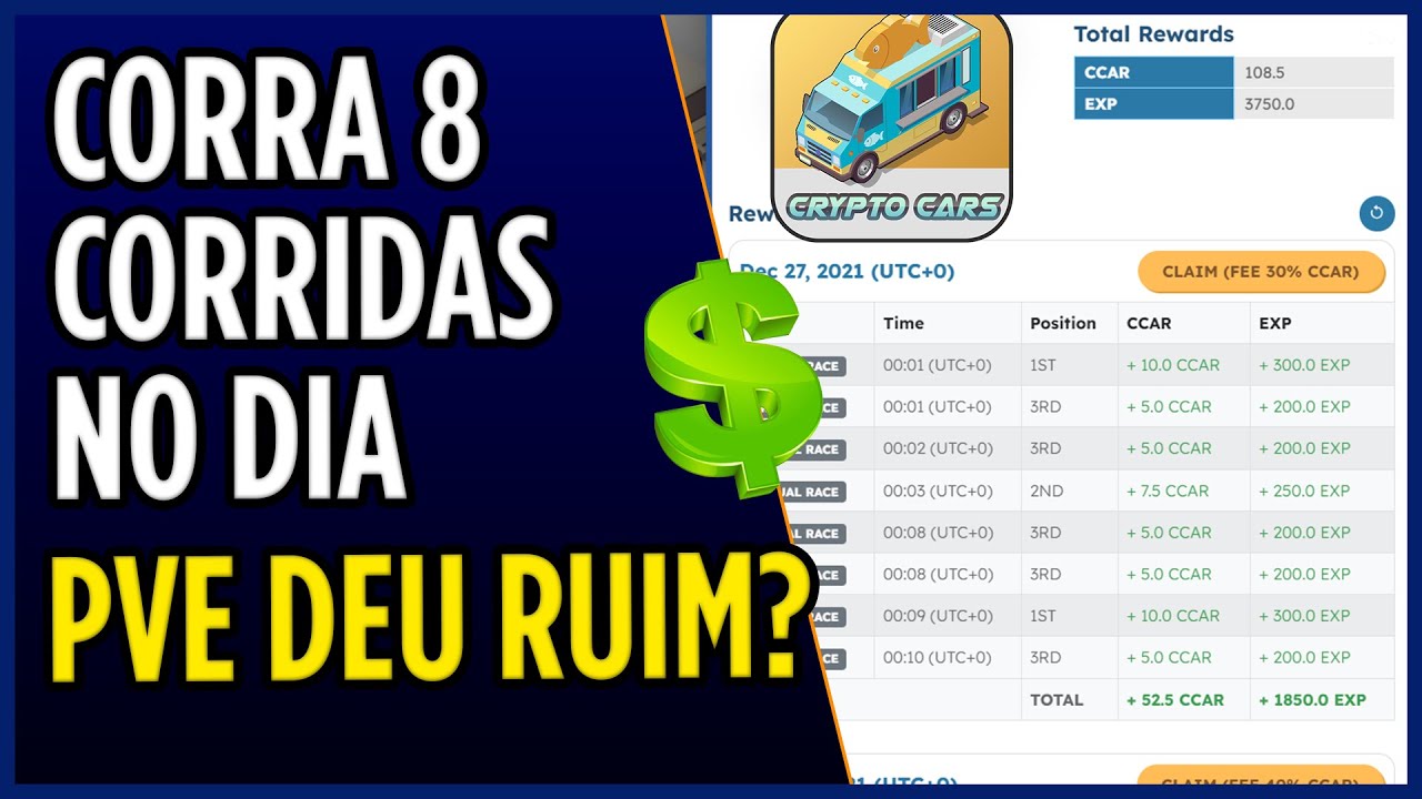 CRYPTO CARS - COMECE COM 8 CORRIDAS! PVE DEU RUIM?