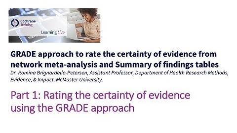 Part 1: Rating the certainty of evidence using the GRADE approach