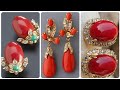 Luxury And Exotic And And Red Coral Earrings With diamond Touch