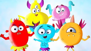 Five Little Monsters Jumping On The Bed, Halloween Song and Cartoon Videos for Kids