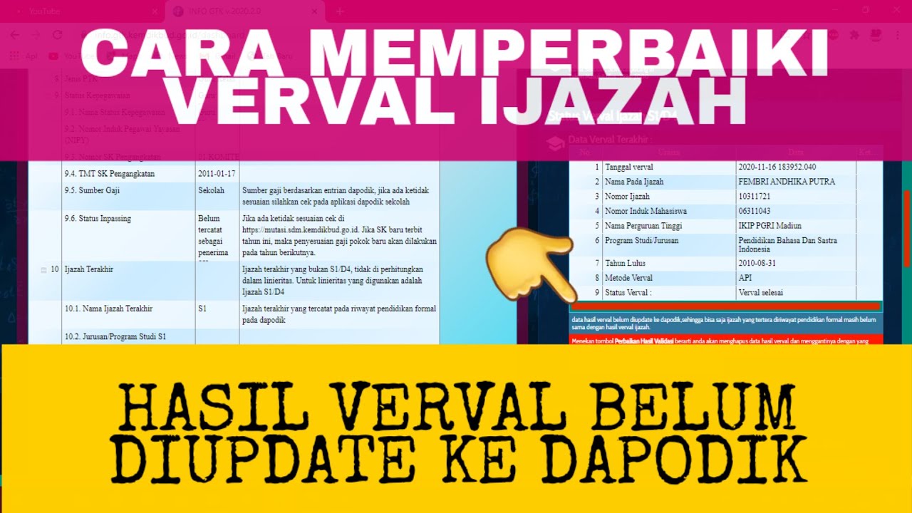 CARA MEMPERBAIKI VERVAL IJAZAH | HASIL VERVAL BELUM DI UPDATE KE