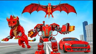 Trò chơi Ô tô Robot biến hình Sư Tử RƠI _ Lion Robot Car Game 2021 – Flying Bat Robot Games screenshot 1