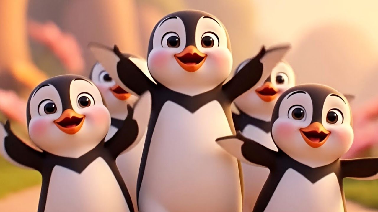 Five Little Penguins Sliding on Ice 🐧 ️ | Fun Winter Rhyme for Kids ...