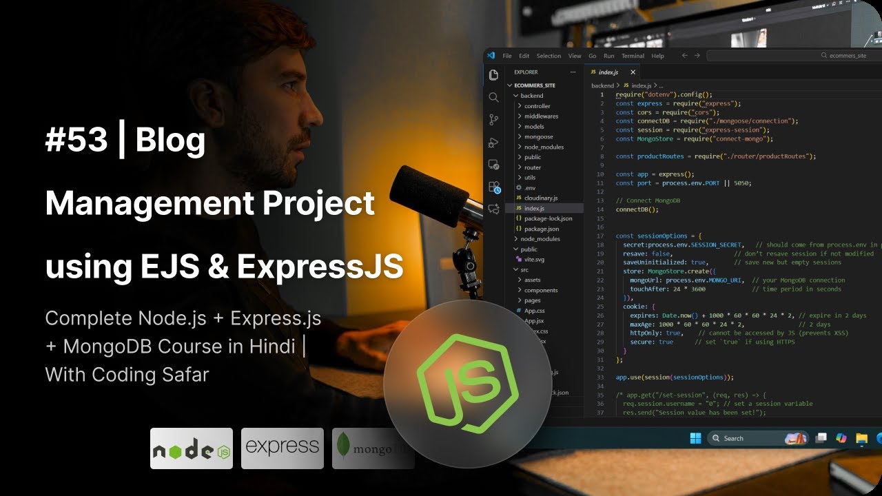 NodeJS Tutorial in Hindi #53 | Blog Management Project using EJS ...