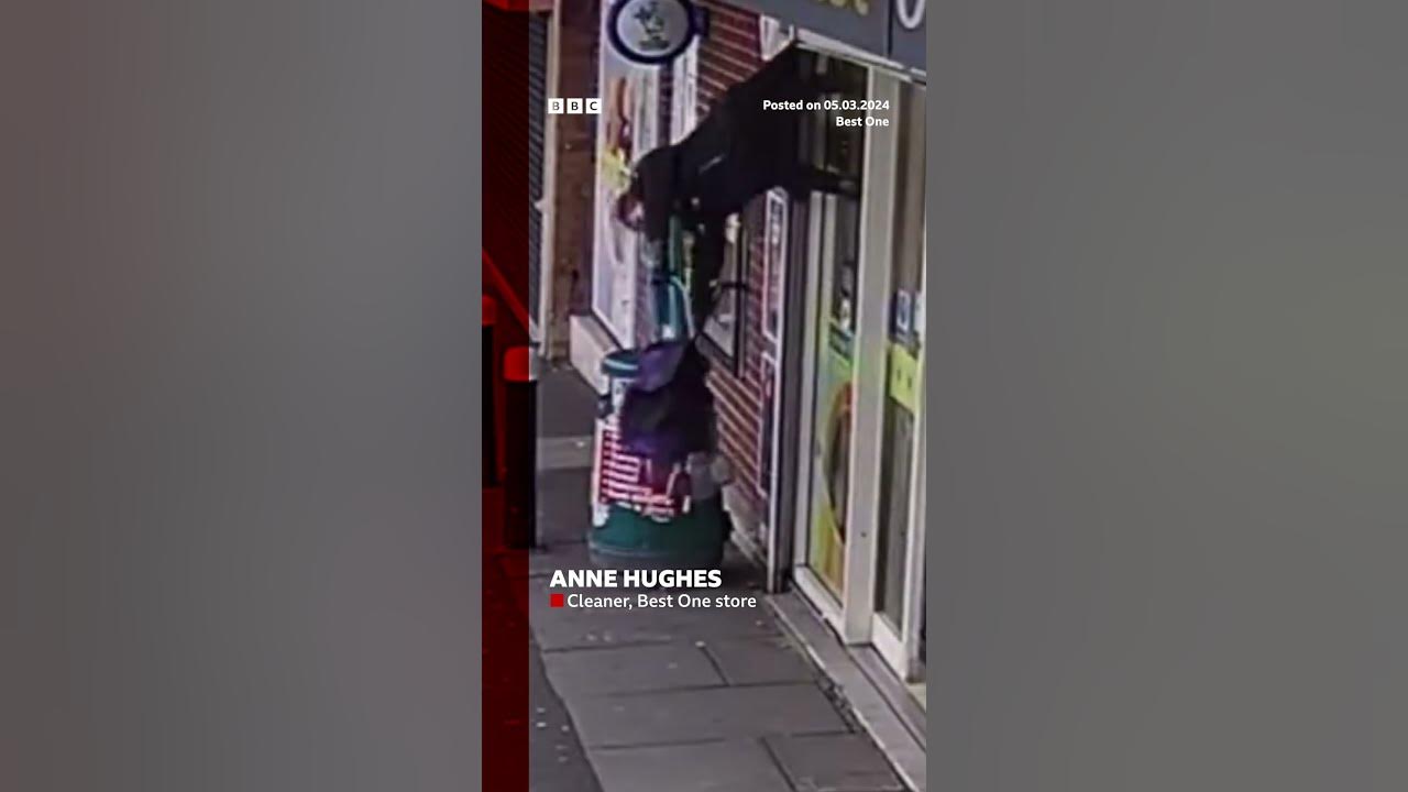 TikTok fame for Welsh woman filmed dangling from shop shutters. #Wales #BBCNews