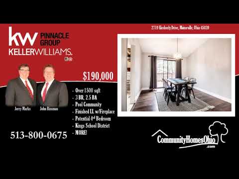 3 Bedroom 2.5 Home for Sale 2719 Kimberly Dr, Maineville, OH home video tour