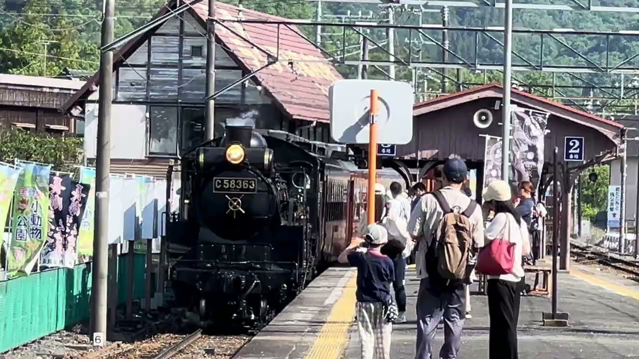 秩父鉄道SLパレオエクスプレス号熊谷行き蒸気機関車C58形363号機＋12系