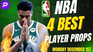 NBA PRIZEPICKS TODAY | 4 BEST PLAYER PROPS | MONDAY | 12/1/2025 | NBA BEST BETS