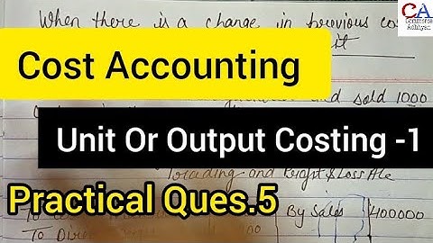 Unit And Output Costing  | Cost Accounting | Cost Sheet Numerical | Unit Or Output Costing