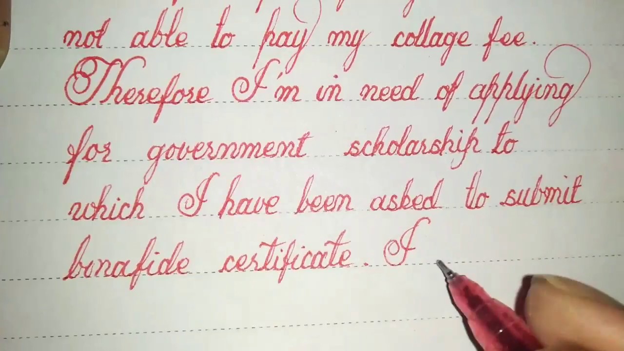 Bonafide certificate  how to write in cursive perfectly