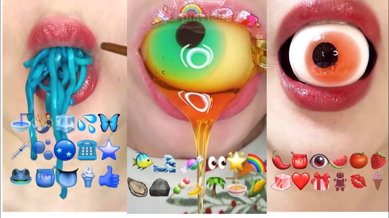ASMR Satisfying Eating Emojis Challenge 👁️ 🍝